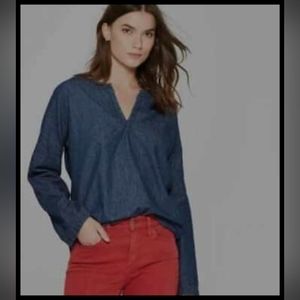 Universal Thread Chambray Long Sleeve V-neck Denim Top